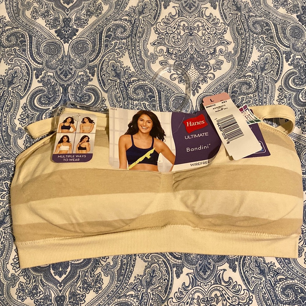 Hanes Womans Bandini Wirefree Padded Bra Large Nude